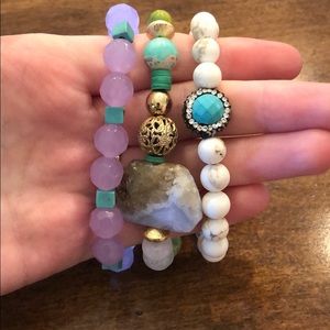 Turquoise and white bracelet stack